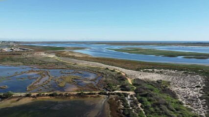 Wall Mural - Aerial view of Ria Formosa Nature Reserve in Olhao, Algarve, Portugal