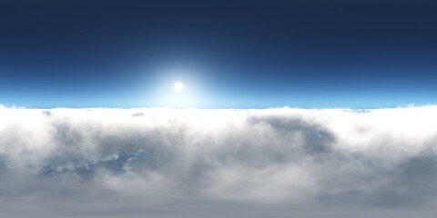 Panorama of clouds, HDRI, environment map , Round panorama, spherical panorama, equidistant projection, panorama 360, flying above the clouds,sky above the clouds, 3D rendering