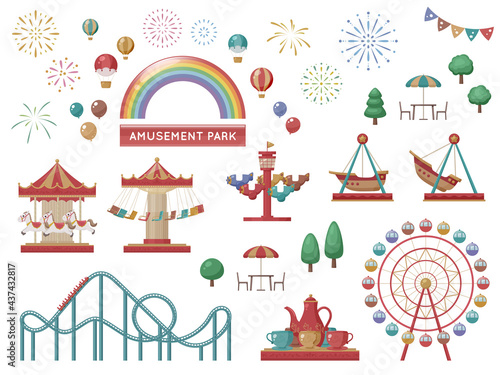 かわいい遊園地の乗り物セット イラスト素材 レトロ Activity Wall Mural Activi ふわぷか かわいい遊園地の乗り物セット イラスト素材 レトロ Activity Wall Mural Activi ふわぷか