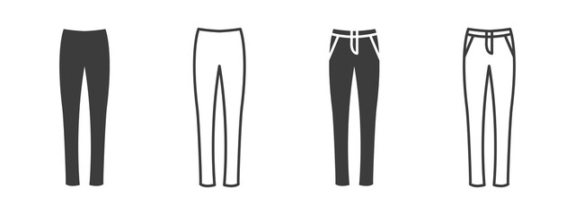 Wall Mural - Pants icons. Women's jeans or pants signs. Clothing symbol. Vector illustration