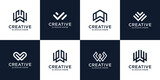 Fototapeta  - Set of abstract initial letters w monogram logo template, icon for business