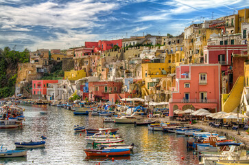 Canvas Print - From the Island of Procida, Bay of Naples, Italy