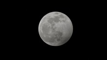Full Moon In Perigee. Perfectly Round And Bright Moon, Full Moon, Moving In Its Perigee Phase. Minimum Distance From The Earth.