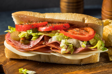 Poster - Homemade Cold Cut Italian Sub Sandwich