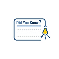 Poster - Did you know vector template post icon for Social media background in blue and yellow color, fun fact blank template fyi vector