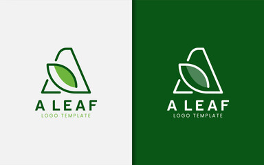 Poster - Creative Abstract Initial Letter A with Green Leaf Combination Logo Design. Simple, Minimalist Logo Design Illustration.