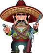 cartoon style Mexican bandit with guns