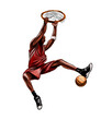 Abstract basketball player with ball from splash of watercolors, colored drawing, realistic. Vector illustration of paints