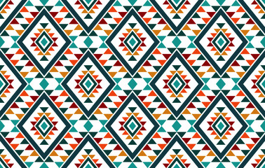 Wall Mural - Ethnic Aztec African seamless pattern design. Geometric fabric carpet ornament native boho chevron textile decoration. Embroidery patterns