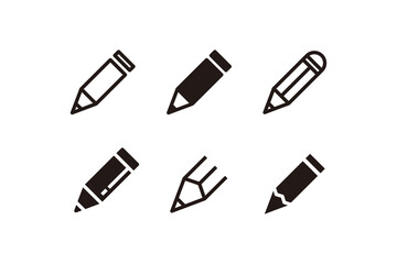 Aufkleber - Set of Simple Flat Pencil Icon Illustration Design, Silhouette Pencil Symbol Collection With Outlined Style Template Vector
