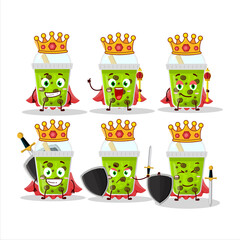 Sticker - A Charismatic King melon milk with boba cartoon character wearing a gold crown