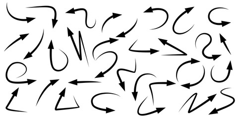 Wall Mural - set of hand drawn arrows isolated on white background. for business infographic, banner, web and con