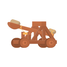 Catapult. Medieval Catapult Weapon, Vector Illustration