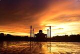 Fototapeta Most - Central Mosque Beautiful on blue sky of sunset, Hatyai, Songkhla, Thailand.