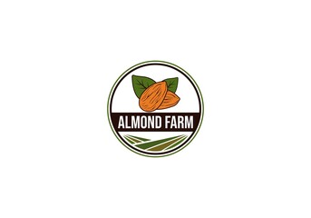 Wall Mural - logo for almond farm on white background