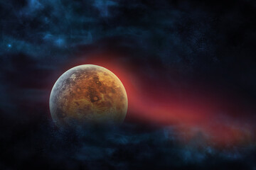celestial digital art, venus planet and galaxies in outer space