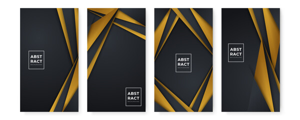 Set of modern black and gold abstract background. Abstract luxurious black gold background. Modern dark banner template vector with geometric shape patterns . Futuristic digital graphic design