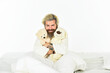 © be free - Imaginary friends. Strive to practice good sleep habits. Cute teddy bear toy. Positive bedroom environment. Playful and romantic. Man hug toy relaxing in bed. Bearded hipster play toy. Good vibes