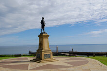 Captain Cooks' Memorial Monument, North Terrace, Whitby, North Yorkshire, England, In June, 2021.