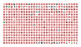 Fototapeta  - 480 forbidden icons in flat style. 480 forbidden icons is a vector icon set of law, restriction, rules, fail, safety, instruction symbols. These simple pictograms designed for control and law purposes
