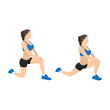 Woman doing Kneeling hip flexor stretch exercise. Flat vector illustration isolated on white background