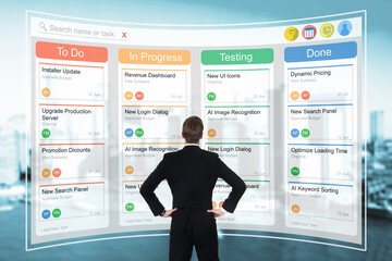 Poster - Confident Businessman Standing With Hands On Hips