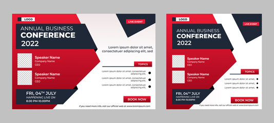 Fototapete - Business Conference live webinar banner invitation and social media post template. Business webinar invitation design. Vector EPS	
