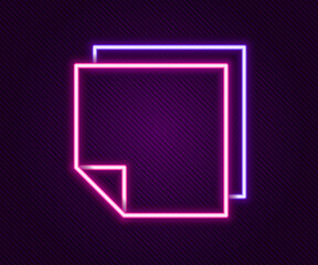 Poster - Glowing neon line Post note stickers icon isolated on black background. Sticky tapes with space for text or message. Colorful outline concept. Vector