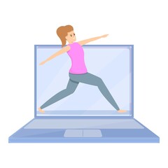 Wall Mural - Laptop fitness blog icon. Cartoon of Laptop fitness blog vector icon for web design isolated on white background