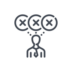 Fototapete - Negative feedback line icon. Person with rejection circles vector outline sign.