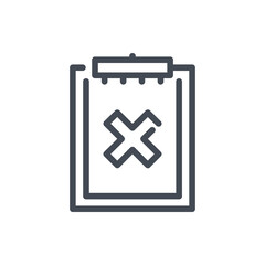Fototapete - Cancel clipboard and delete task list line icon. Cancellation and rejection survey vector outline sign.