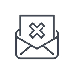 Fototapete - Cancel email line icon. Mail with negative information, remove email vector outline sign.