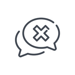 Fototapete - Cancel dialog message and remove chat line icon. Negative answer vector outline sign.