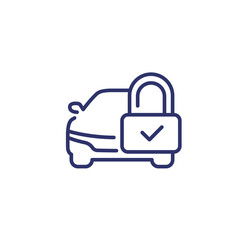 Poster - car alarm or protection line icon with lock