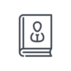 Fototapete - Address book and diary line icon. Book with information about a person vector outline sign.