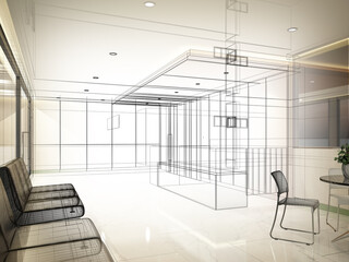 Sketch design of interior reception