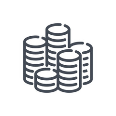 Poster - stack of coins line icon. pile of money coin vector outline sign.