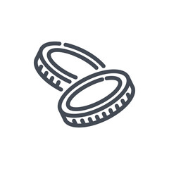 Poster - falling coins line icon. two coins vector outline sign.