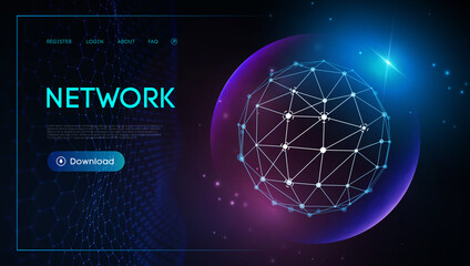 Technology sphere, cloud network. Abstract technology science background. Sphere shield protect. Global network and cloud technology. World education concept. EPS 10.