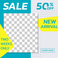 Wall Mural - sale banner template for social media post. modern discount poster or frame for web advertising and 