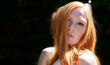 © ullision - Portrait of young sexy seductive beautiful woman redhead with curly red hair, against dark background, copy space