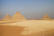 ピラミッドエリア西端の展望台から見る三大ピラミッド【エジプト・ギザ】