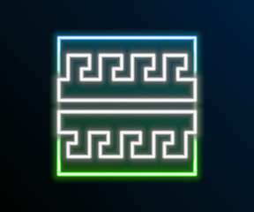 Wall Mural - Glowing neon line Ancient Greek pattern icon isolated on black background. Colorful outline concept. Vector