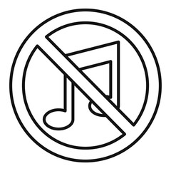 Poster - No music space icon, outline style