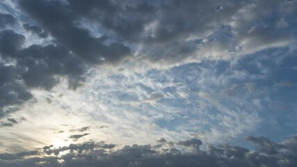 Wall Mural - 4k stock video time lapse of great scenic gorgeous panorama of cloudy unusual sunrise with saveral l