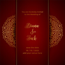 Red Mandala Wedding Card Template