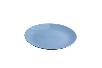 Blue empty plate on isolated, white background