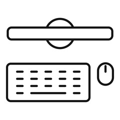 Poster - home office computer icon, outline style