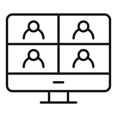 Poster - Home office conference icon, outline style