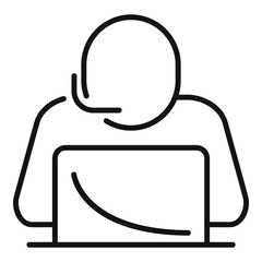 Poster - home office call center icon, outline style